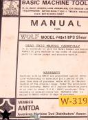 Wolf-Wolf Model 48 x 1/8 PS, Shear Operations Parts Maintenance and Wiring Manual 198-48 x 1/8 PS-01